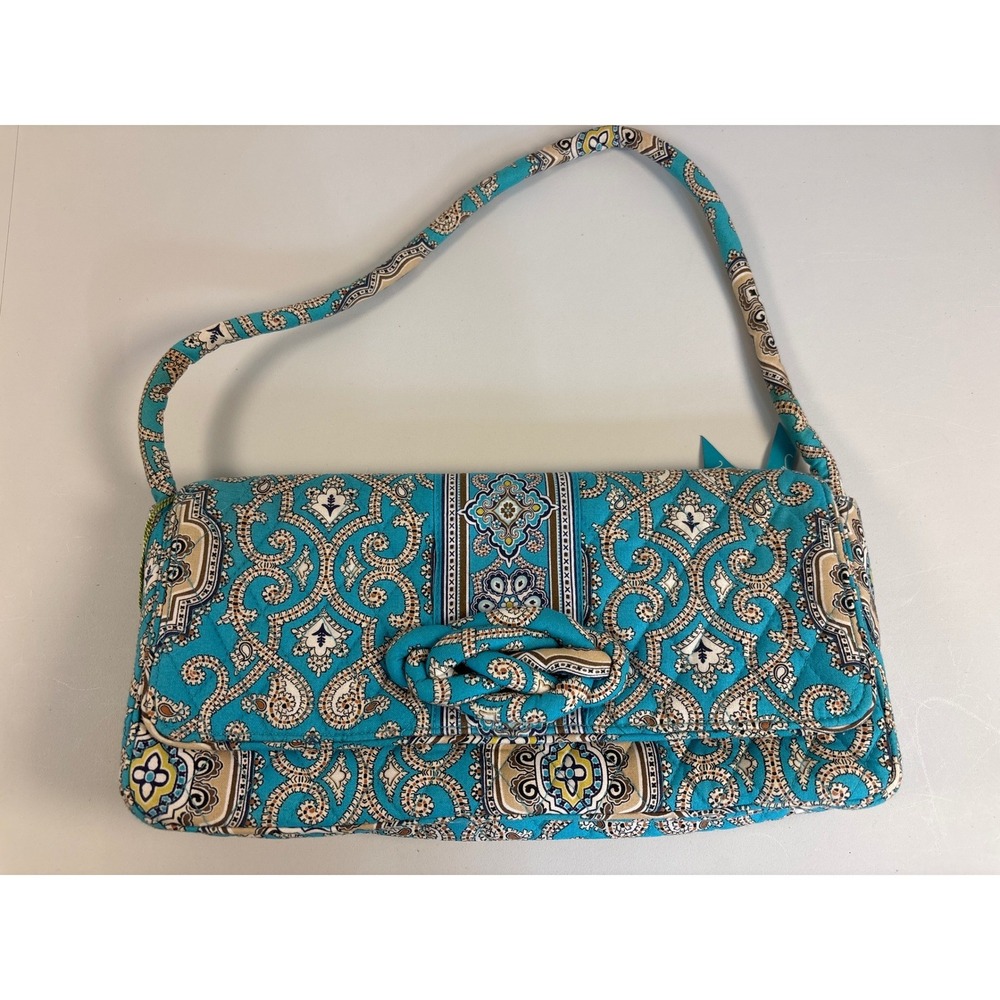 Vera Bradley Mediterranean Blue Paisley Quilted Cotton Knot Shoulder Bag